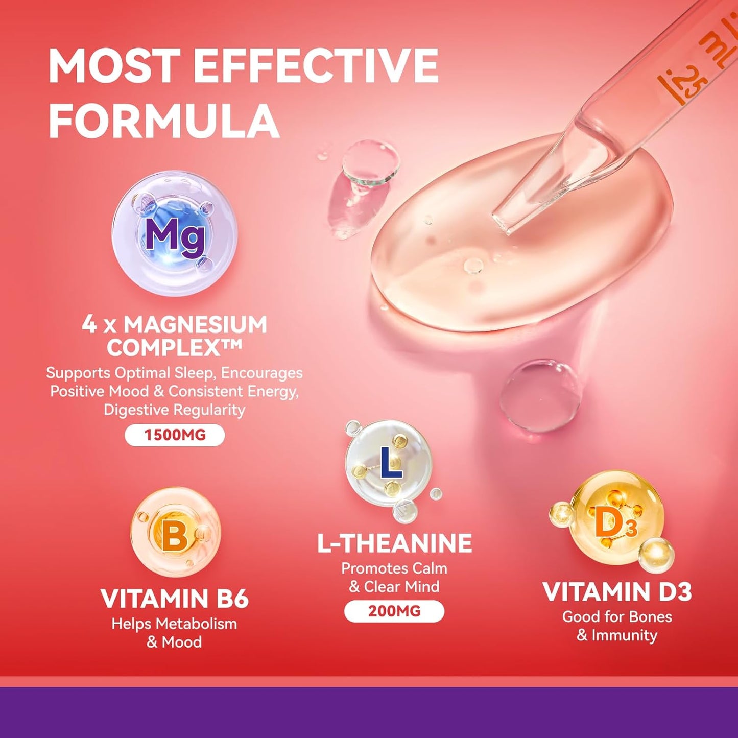 Magnesium Glycinate Liquid Drops, 60ml, Strawberry Flavor