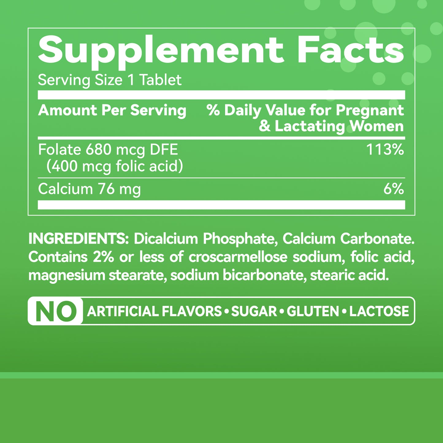 Folic acid supplement - 250 Count
