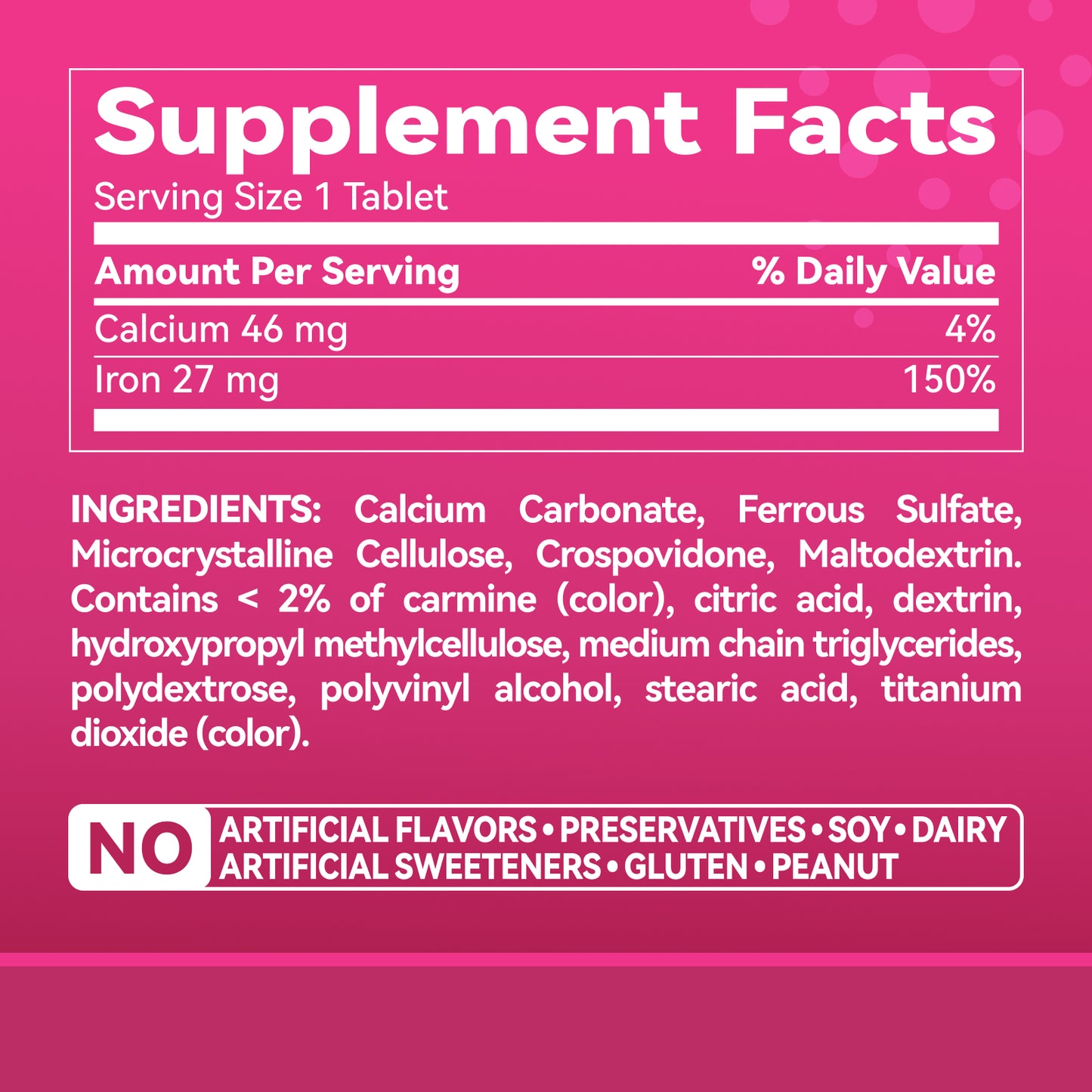 Iron Supplement, Iron 27mg Iron Supplement for Women, 100 Tablets