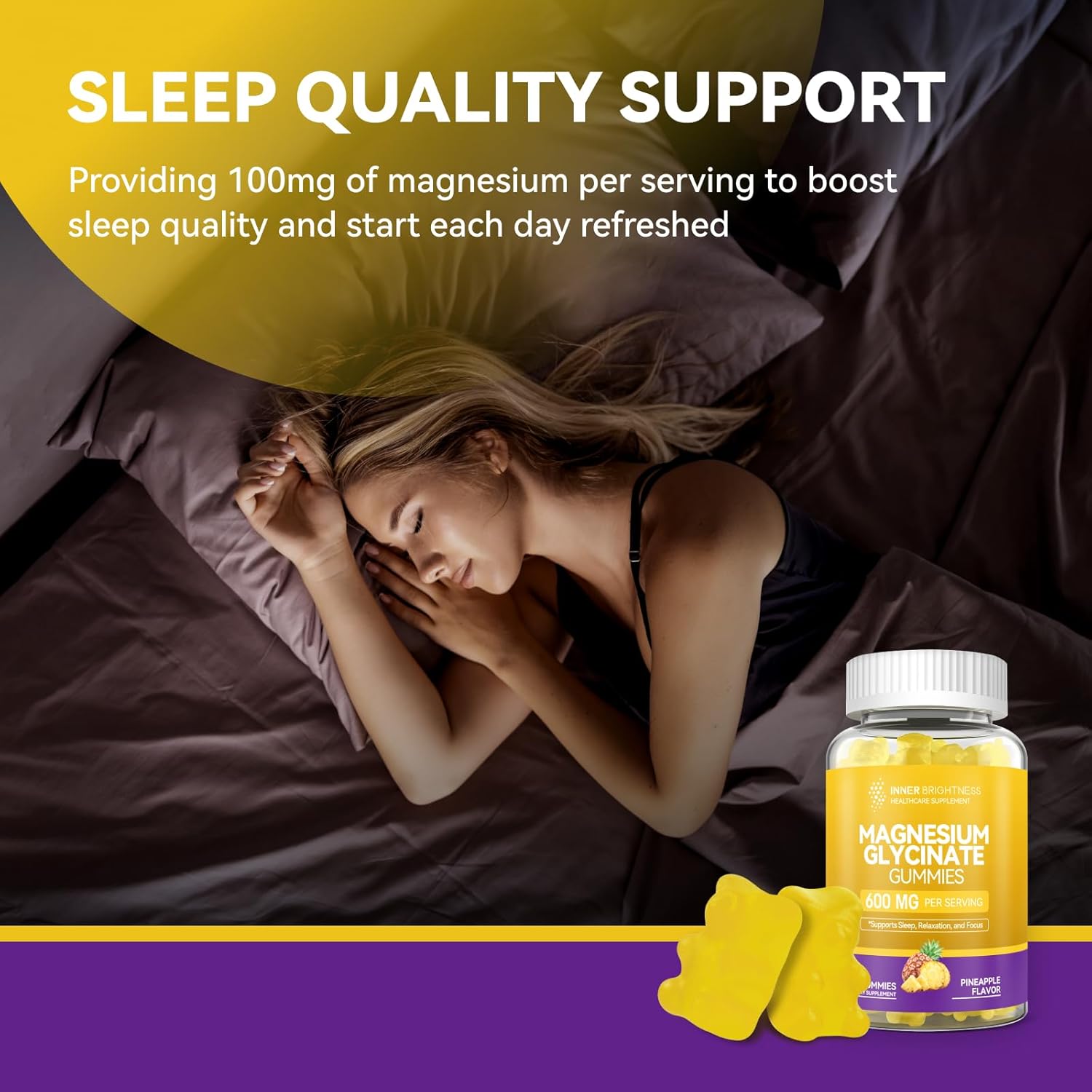 Magnesium Glycinate Gummies, 60 Capsules, Pineapple Flavor