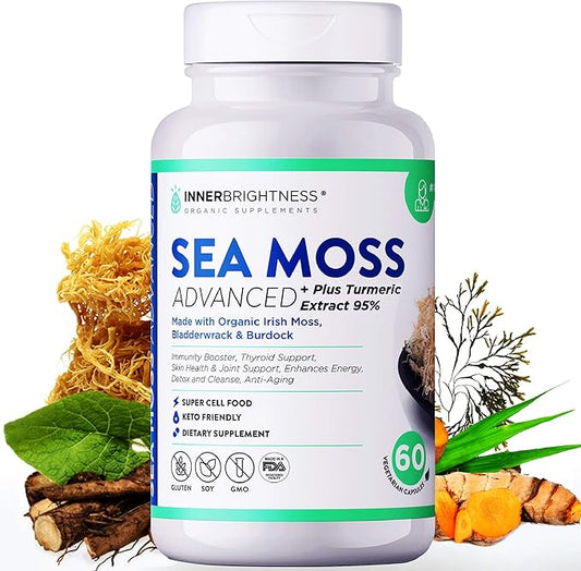 Irish Sea Moss, with Turmeric, Bladderwrack, Burdock Root, 60 Capsules, 1 Pack