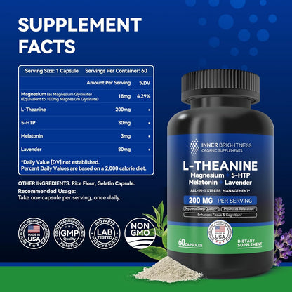 L-Theanine, 60 Capsules, 1 Pack