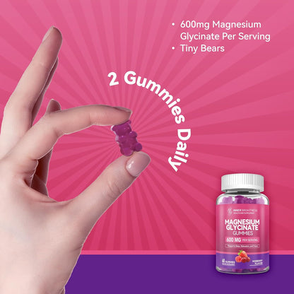 Magnesium Glycinate Gummies, 60 Capsules, 1 Pack, Mixed Berry Flavor