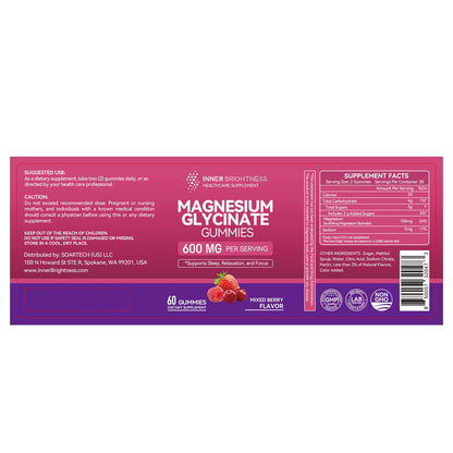 Magnesium Glycinate Gummies, 60 Capsules, 1 Pack, Mixed Berry Flavor
