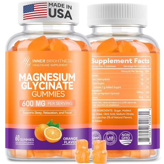 Magnesium Glycinate Gummies, 60 Capsules, 1 Pack, Orange Flavor