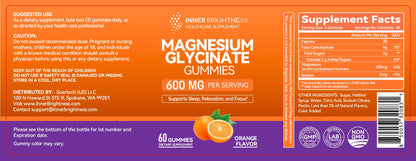 Magnesium Glycinate Gummies, 60 Capsules, 1 Pack, Orange Flavor