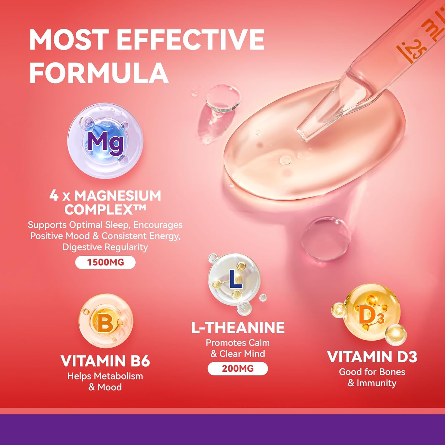 Magnesium Glycinate Liquid Drops, 60ml, Strawberry Flavor