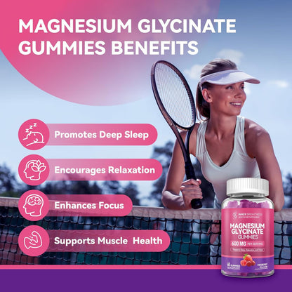 Magnesium Glycinate Gummies, 60 Capsules, 1 Pack, Mixed Berry Flavor