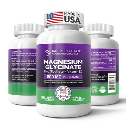 Magnesium Glycinate with Zinc & Vitamin D3, 180 Capsules, 1 Pack