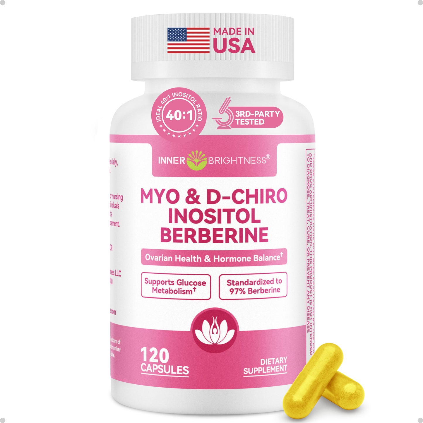 Inositol Supplement for Women, Regular Cycles & Ovarian Health, 120 Capsules