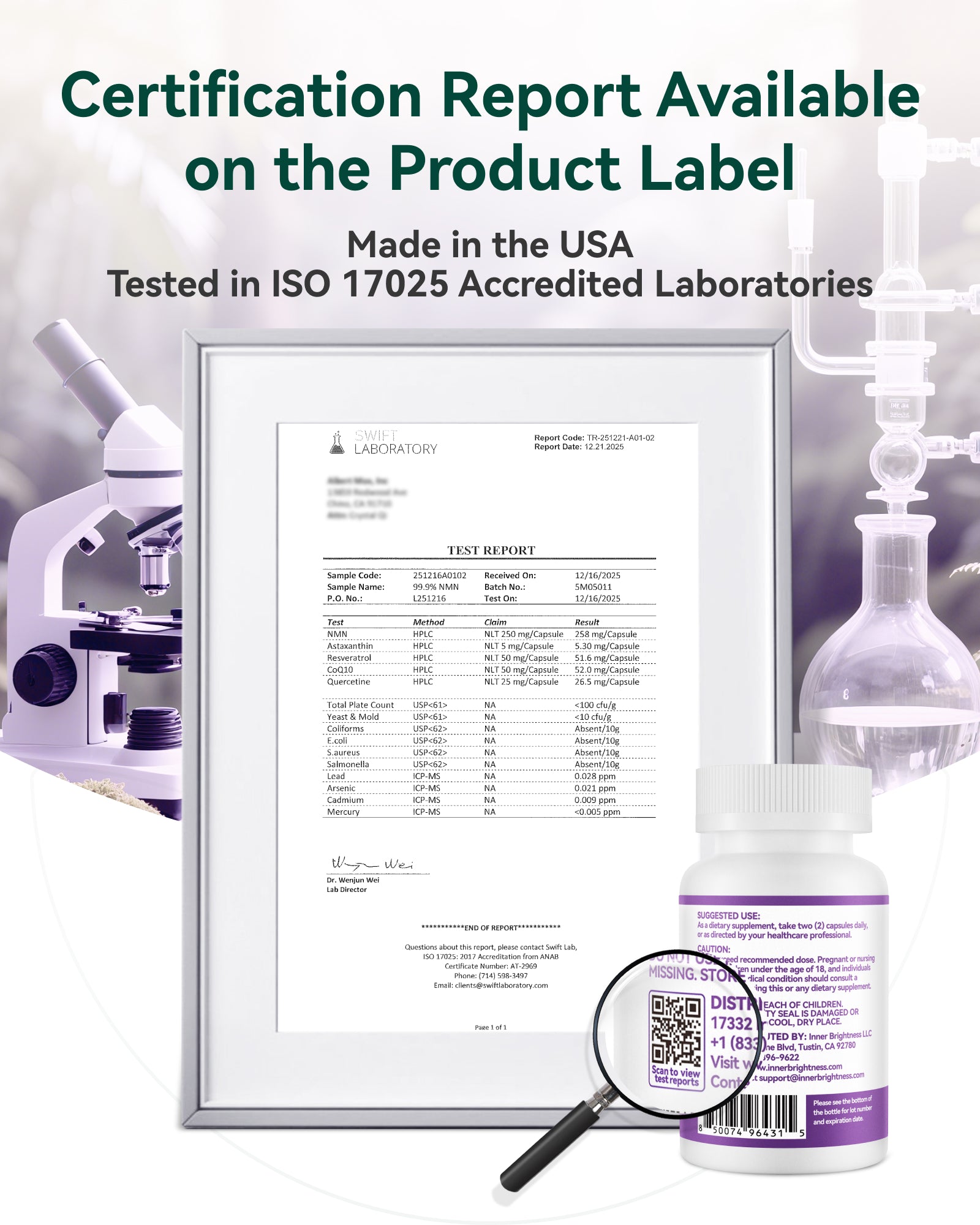 NMN Supplement 500mg, 99.9% High Purity, Supports NAD+ Levels & Cellular Energy, 5-in-1 Formula with Resveratrol & Astaxanthin, Non-GMO, Gluten-Free, 60 Capsules