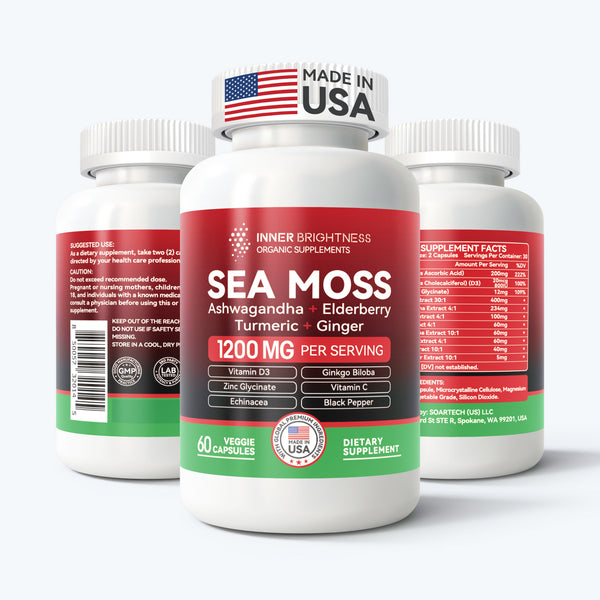 Iris Sea Moss, with Ashwagandha, Ginkgo Biloba, Turmeric, Vitamin C, 60 Capsules
