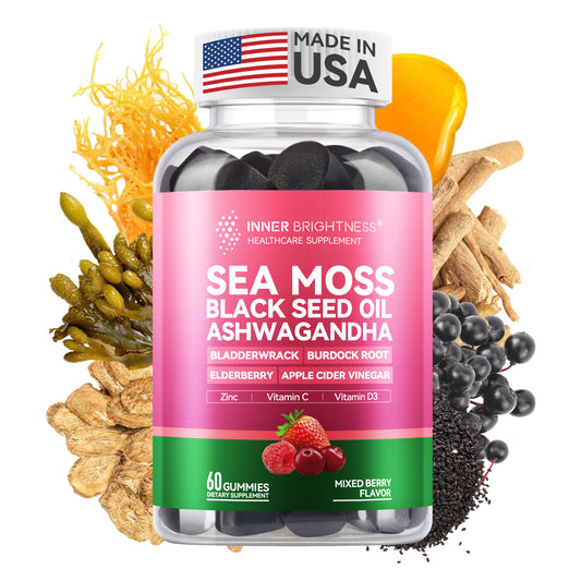 Sea Moss 4000mg Gummies with Ashwagandha，Mixed Berry Flavor – 60 Count