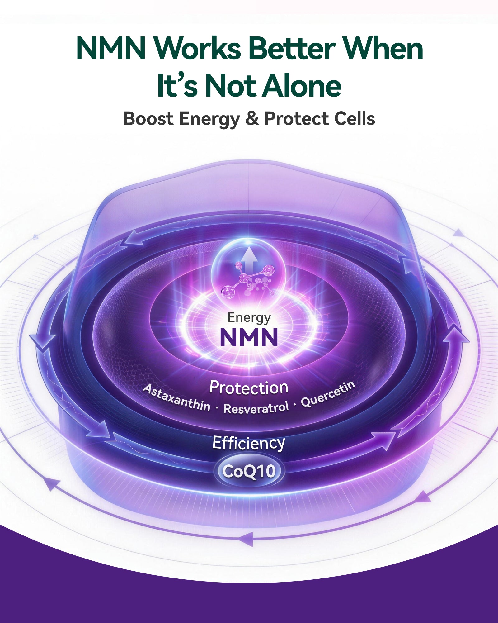 NMN Supplement 500mg, 99.9% High Purity, Supports NAD+ Levels & Cellular Energy, 5-in-1 Formula with Resveratrol & Astaxanthin, Non-GMO, Gluten-Free, 60 Capsules