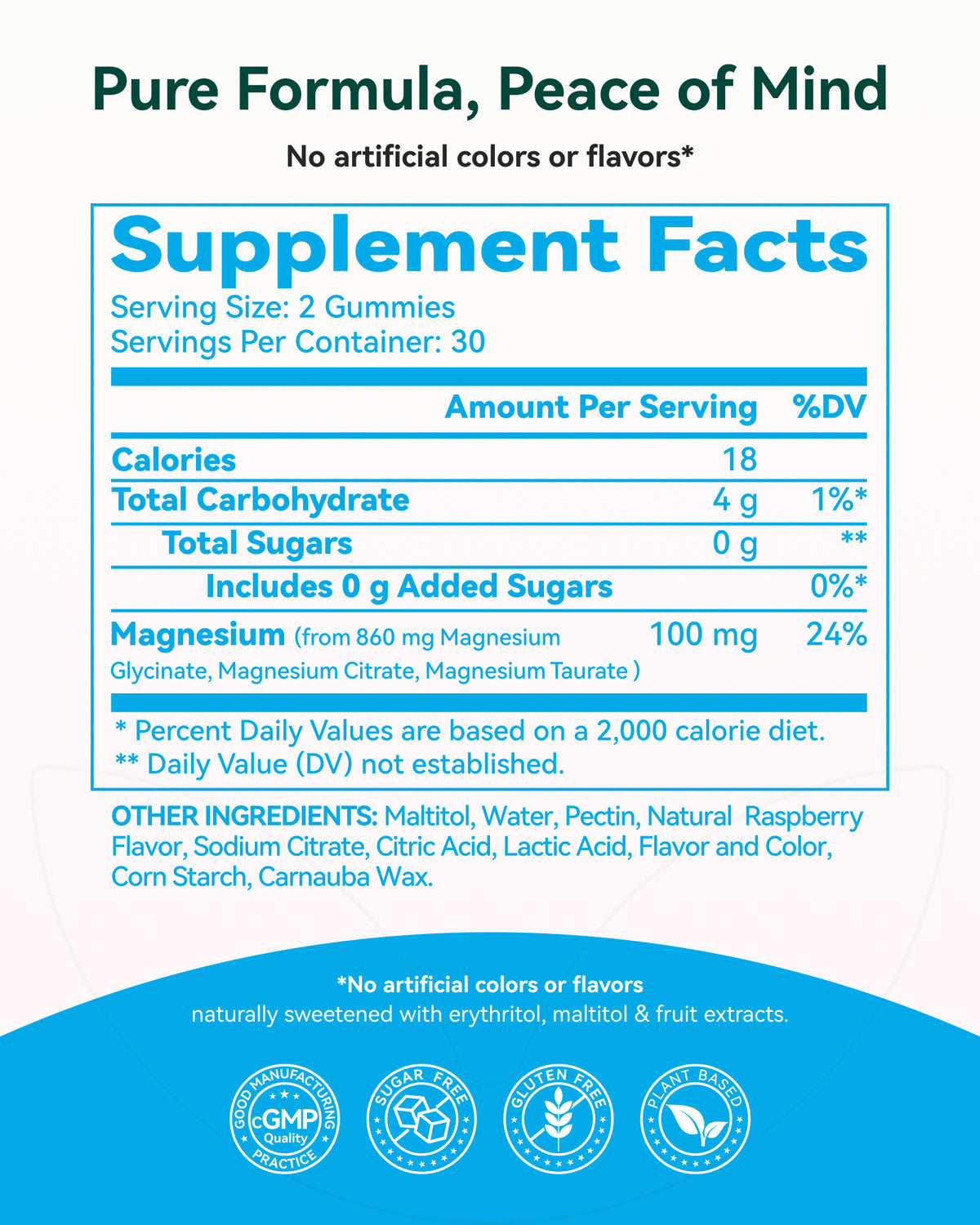 Magnesium Glycinate Complex Gummies 860mg Sugar-Free Melatonin-Free - High Absorption Chewable Sleep, Calm & Muscle Support with Bisglycinate Taurate Citrate, Gentle on Stomach, for Adults & Kids 4+, Blueberry Flavor, 60 Count