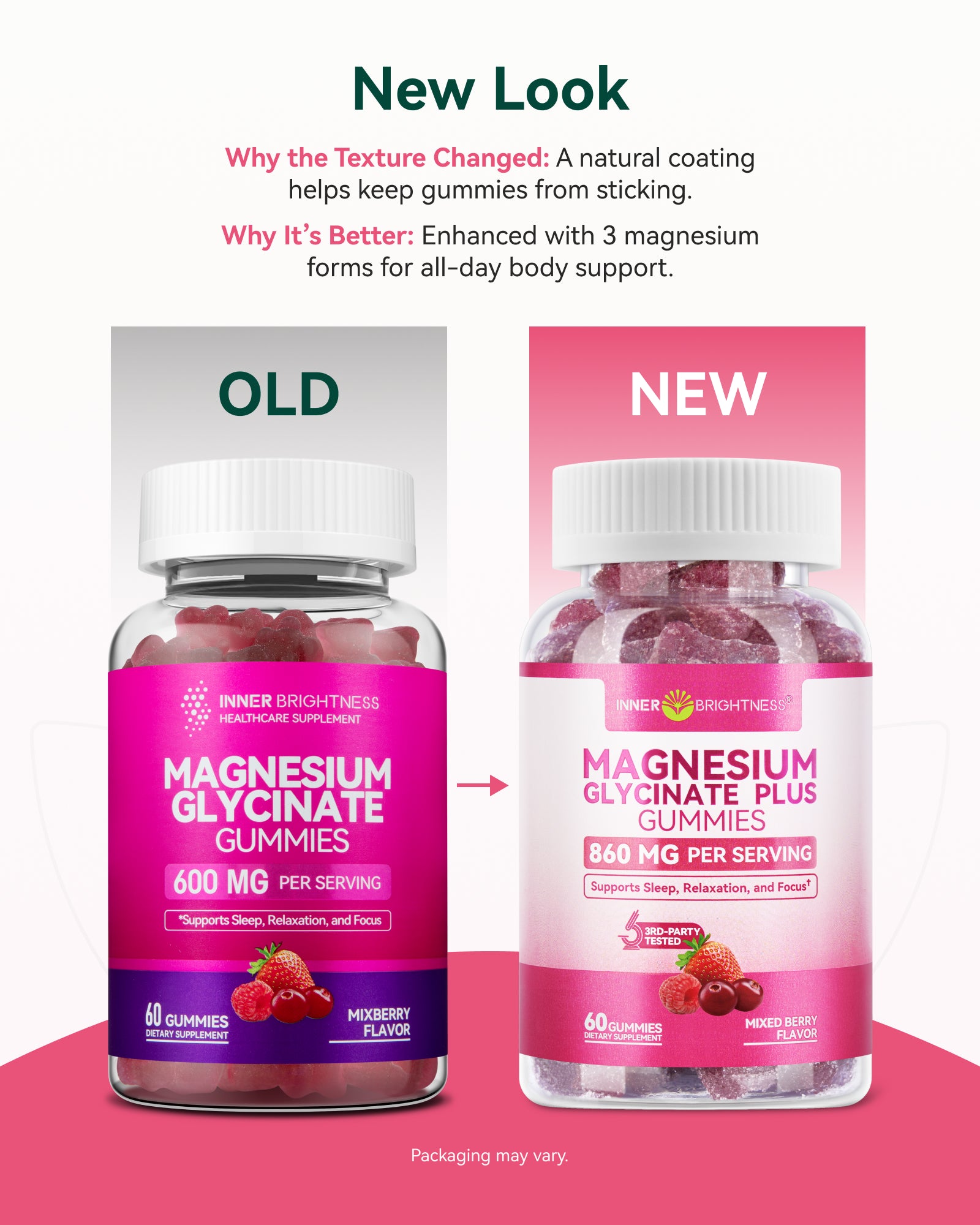 Magnesium Glycinate Plus Gummies 860mg, Sugar-Free, Non-GMO, Gluten-Free, Magnesium Gummies for Adults & Kids, Sleep, Relaxation & Focus, Magnesium Supplement for Women, Mixed Berry Flavor, 60 Count