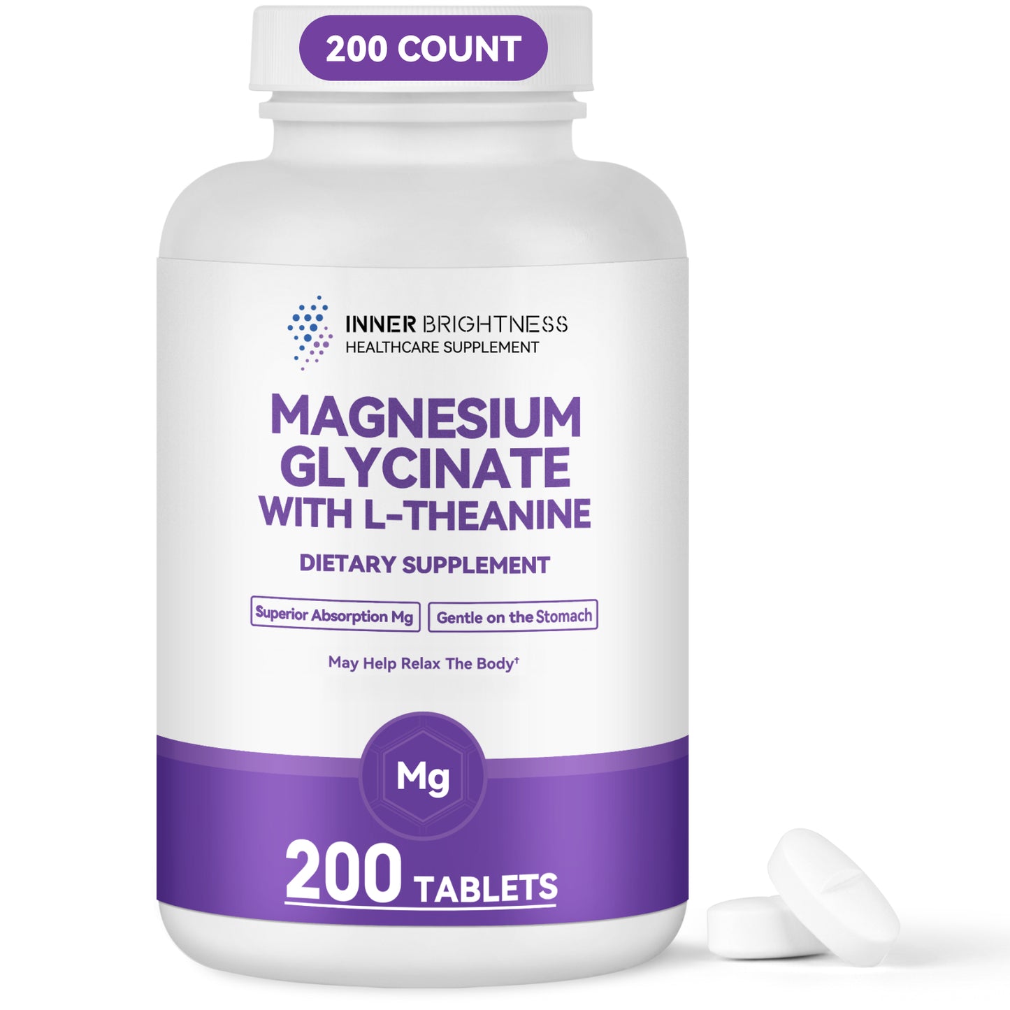 1400 mg pure glycine magnesium + 200 mg L-theanine,200 Tablets