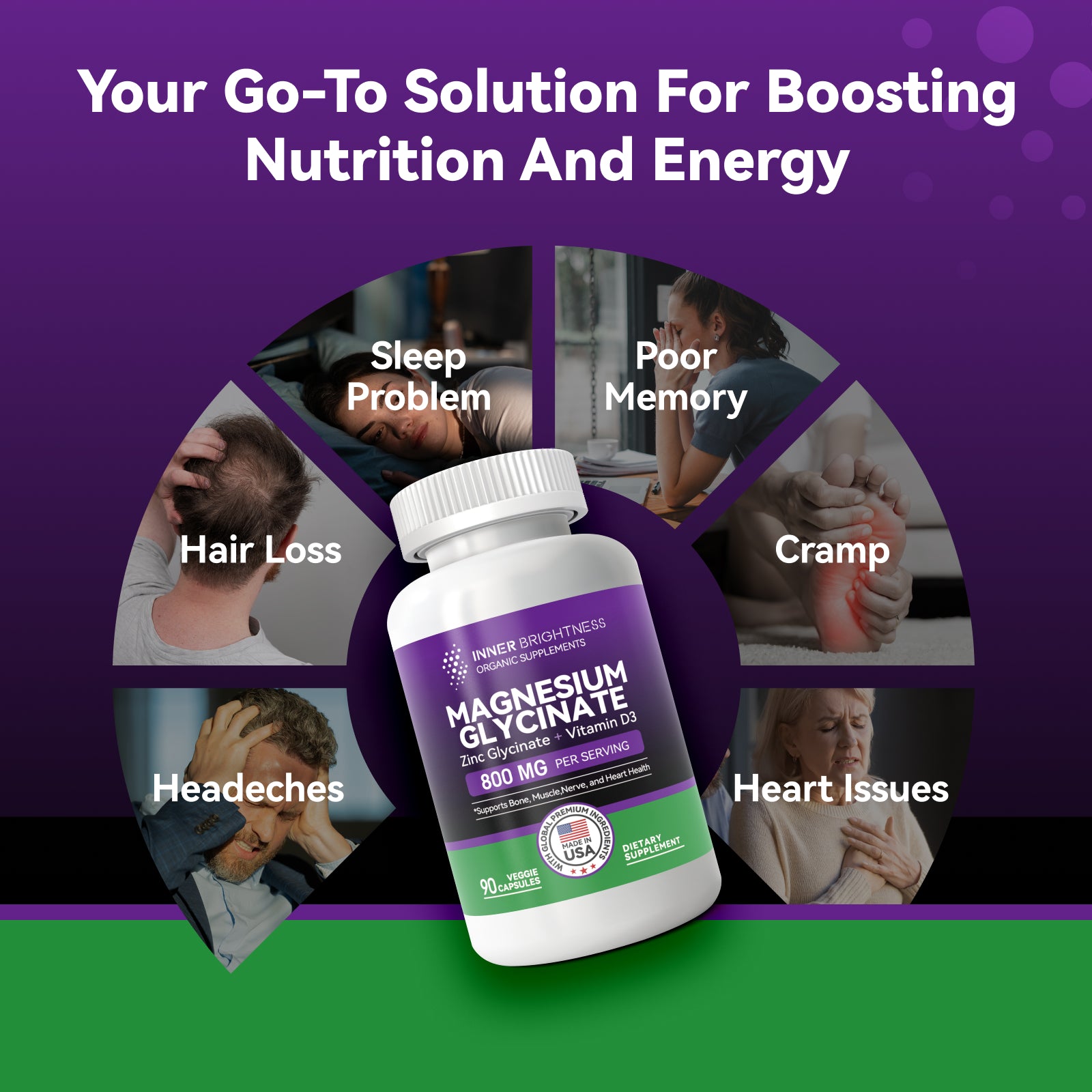 Magnesium Glycinate with Zinc & Vitamin D3,90 Capsules