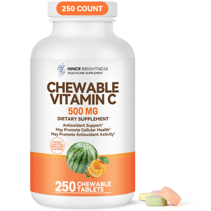 Vitamin C 500 mg Chewable, Dietary Supplement for Immune Support, 250 Tablets