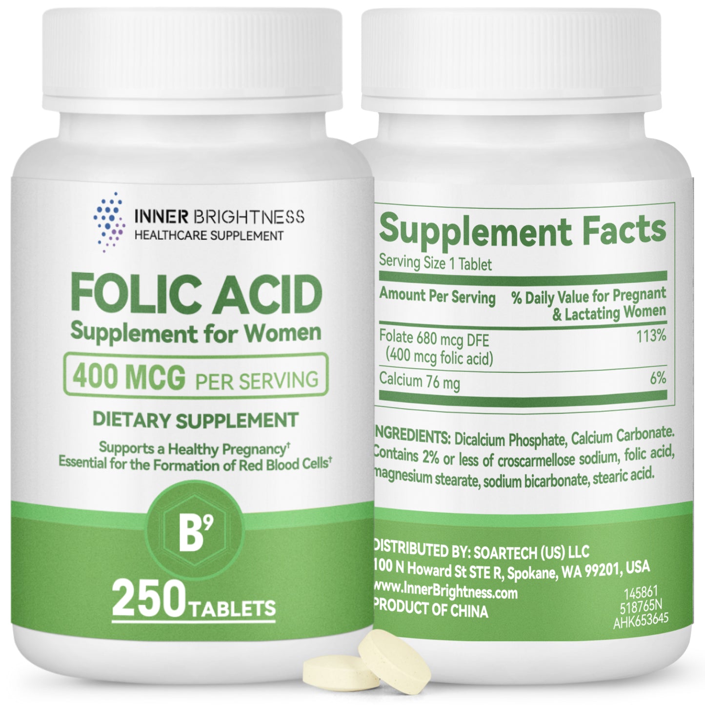 Folic acid supplement - 250 Count