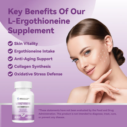 L-Ergothioneine Supplements with Hyaluronic Acid & Collagen for Women, 60ct