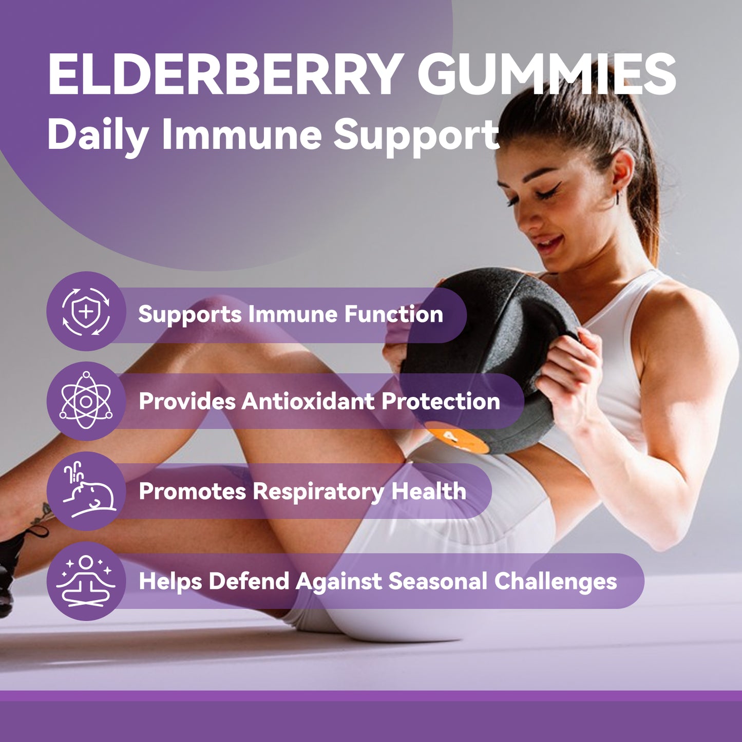 Elderberry Gummies, each containing 50 mg of extract, lemon-raspberry flavor, 60 Count