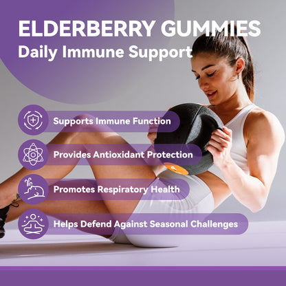Elderberry Gummies, each containing 50 mg of extract, lemon-raspberry flavor, 60 Count