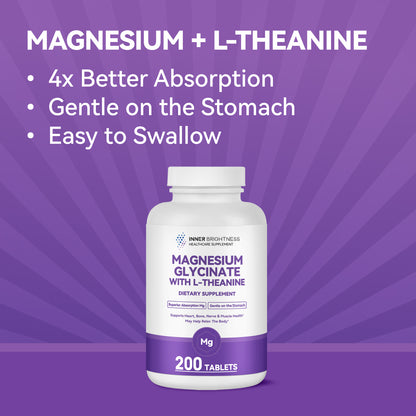 1400 mg pure glycine magnesium + 200 mg L-theanine,200 Tablets
