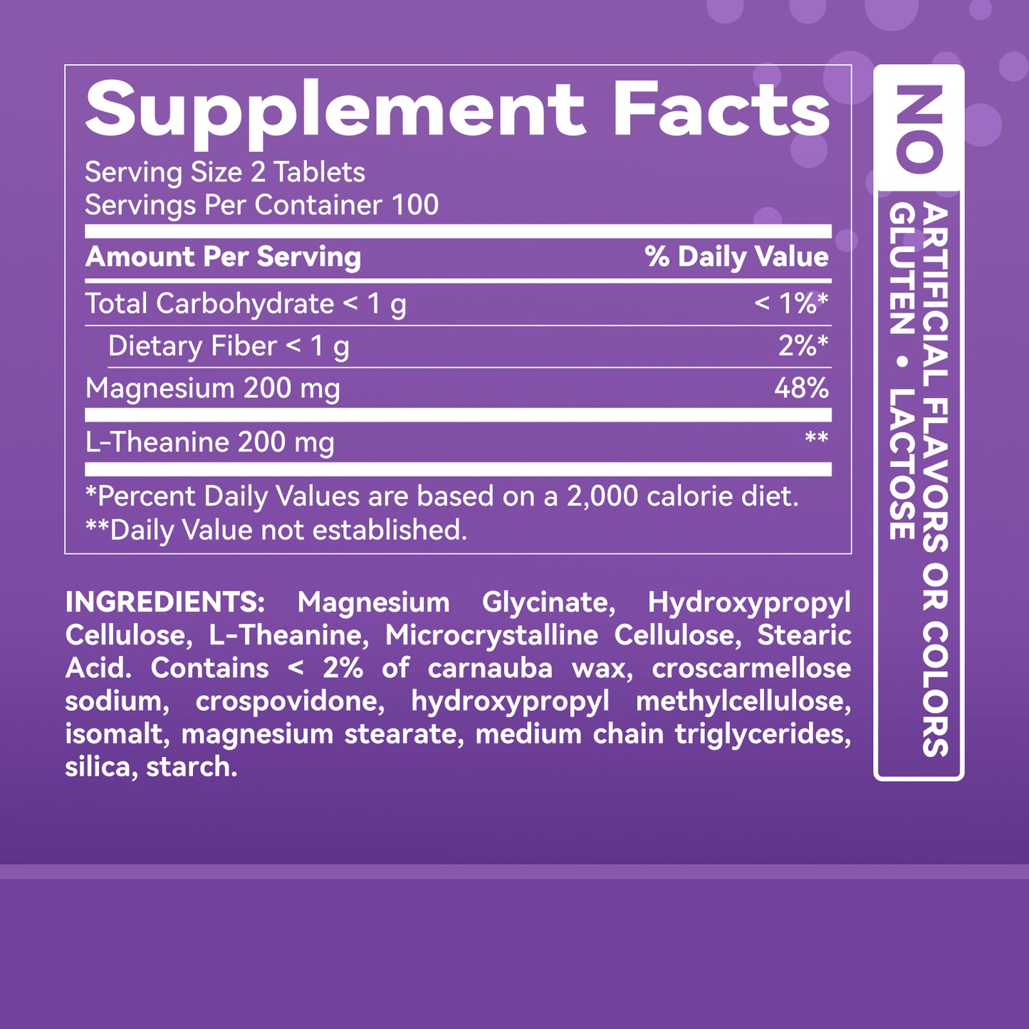 1400 mg pure glycine magnesium + 200 mg L-theanine,200 Tablets