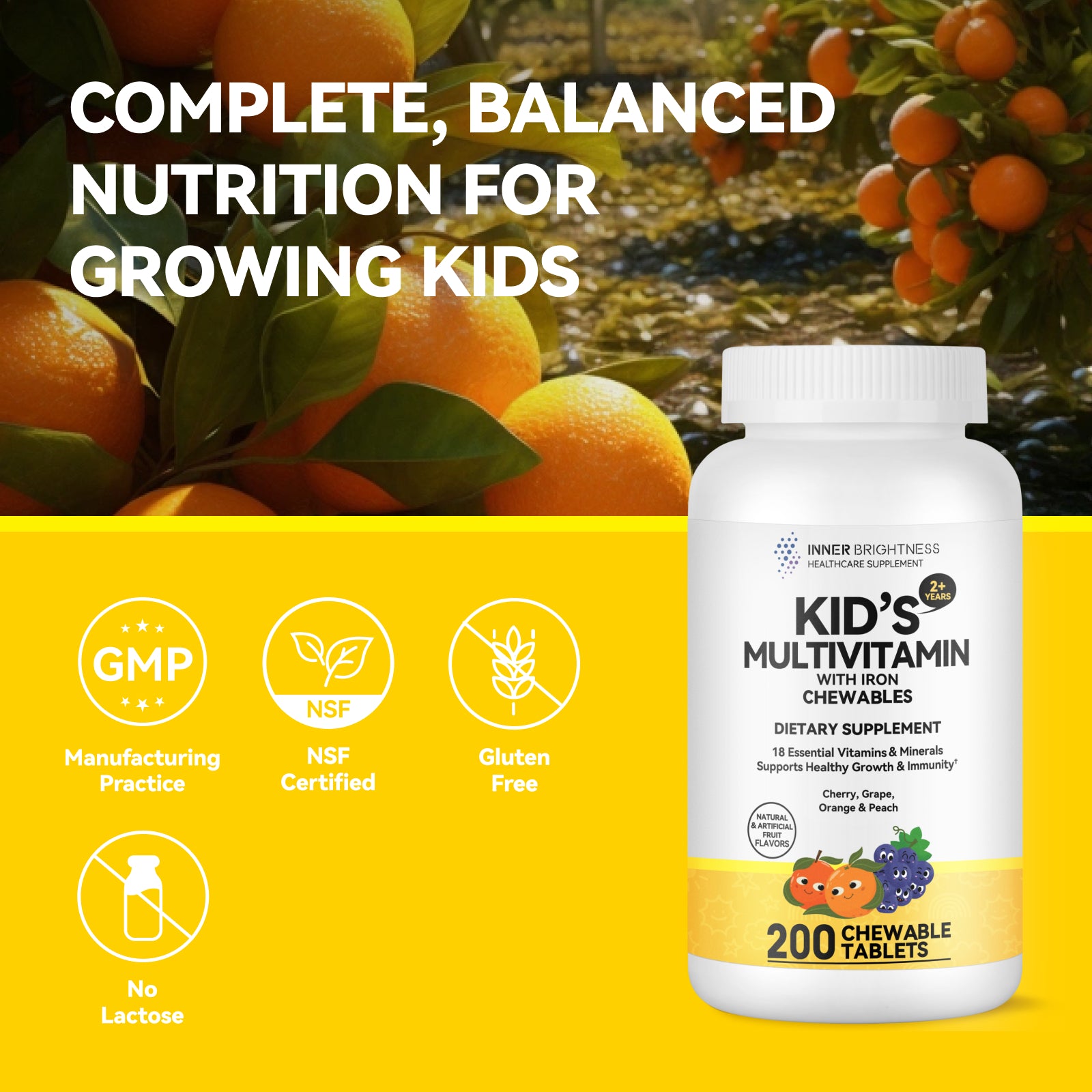 Children's chewable multivitamin, tropical fruit flavor, 200 Count