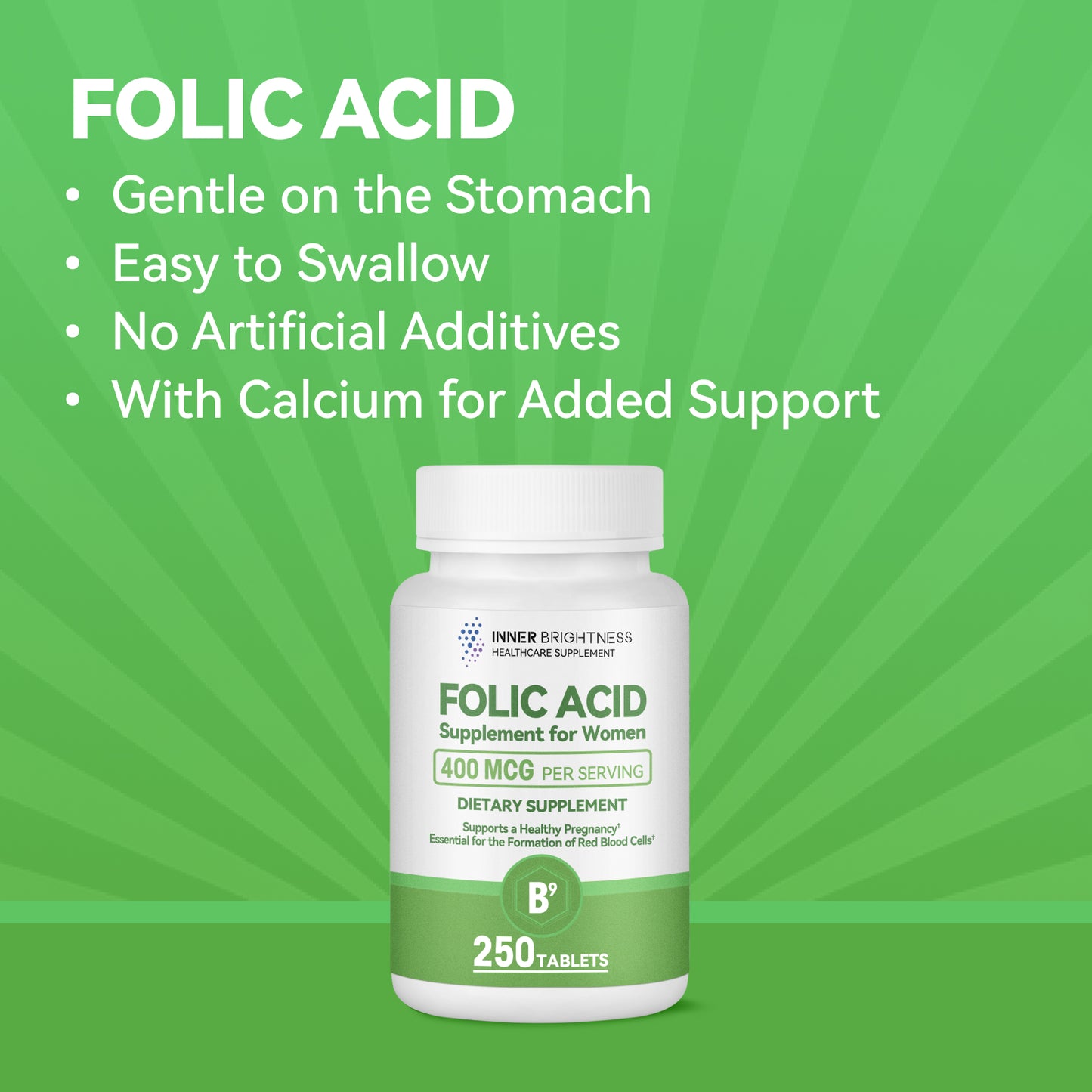 Folic acid supplement - 250 Count