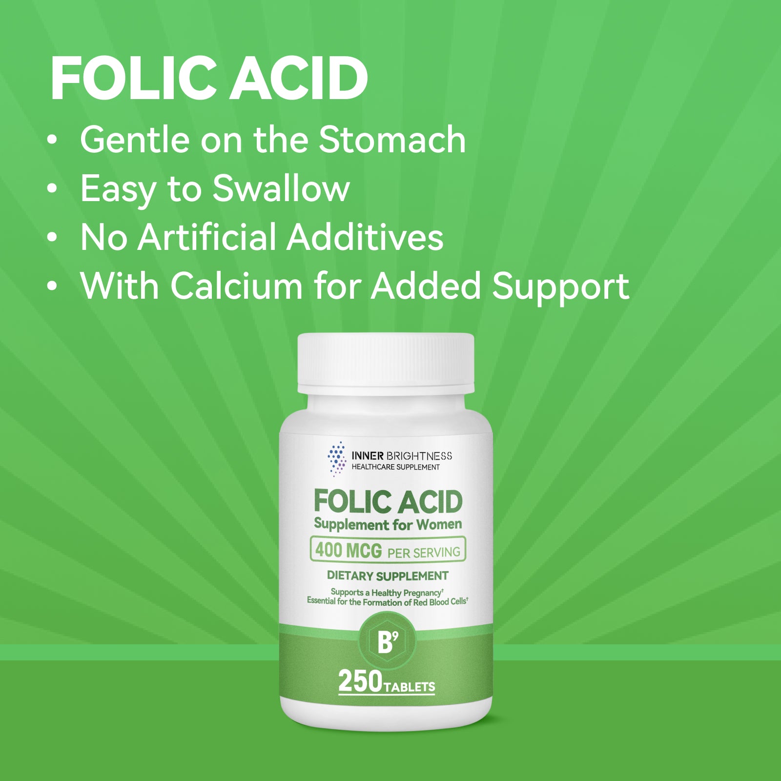 Folic acid supplement - 250 Count