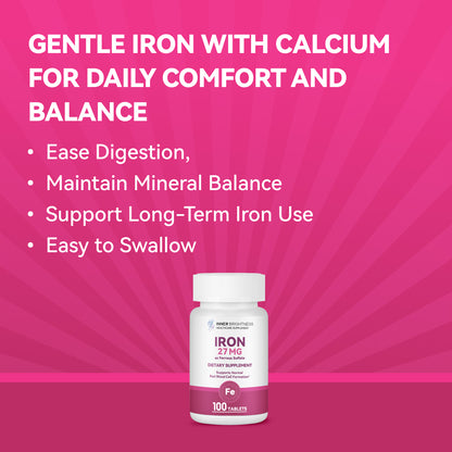 Iron Supplement, Iron 27mg Iron Supplement for Women, 100 Tablets