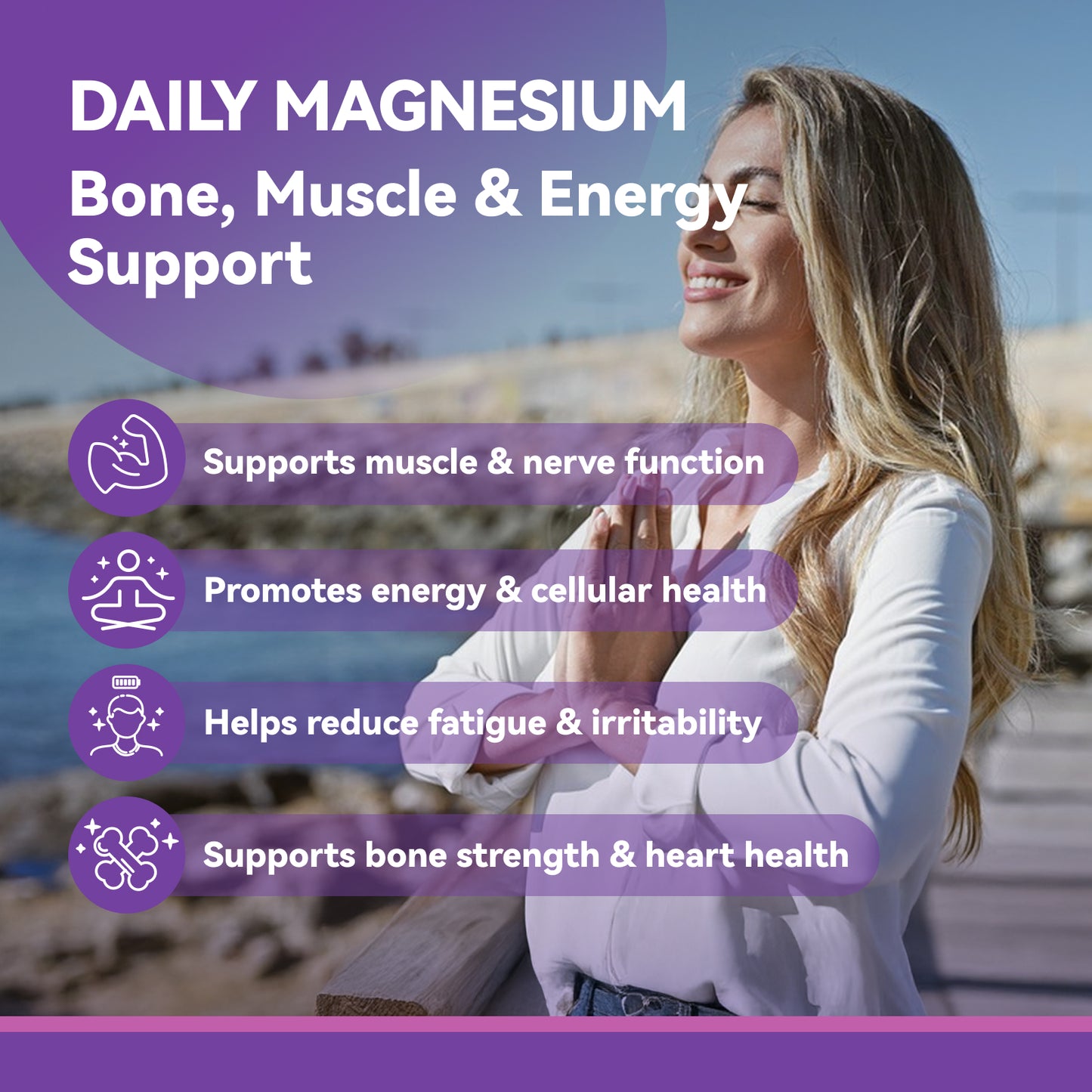 Pure Magnesium 250mg Supplement with Calcium – 200 Tablets