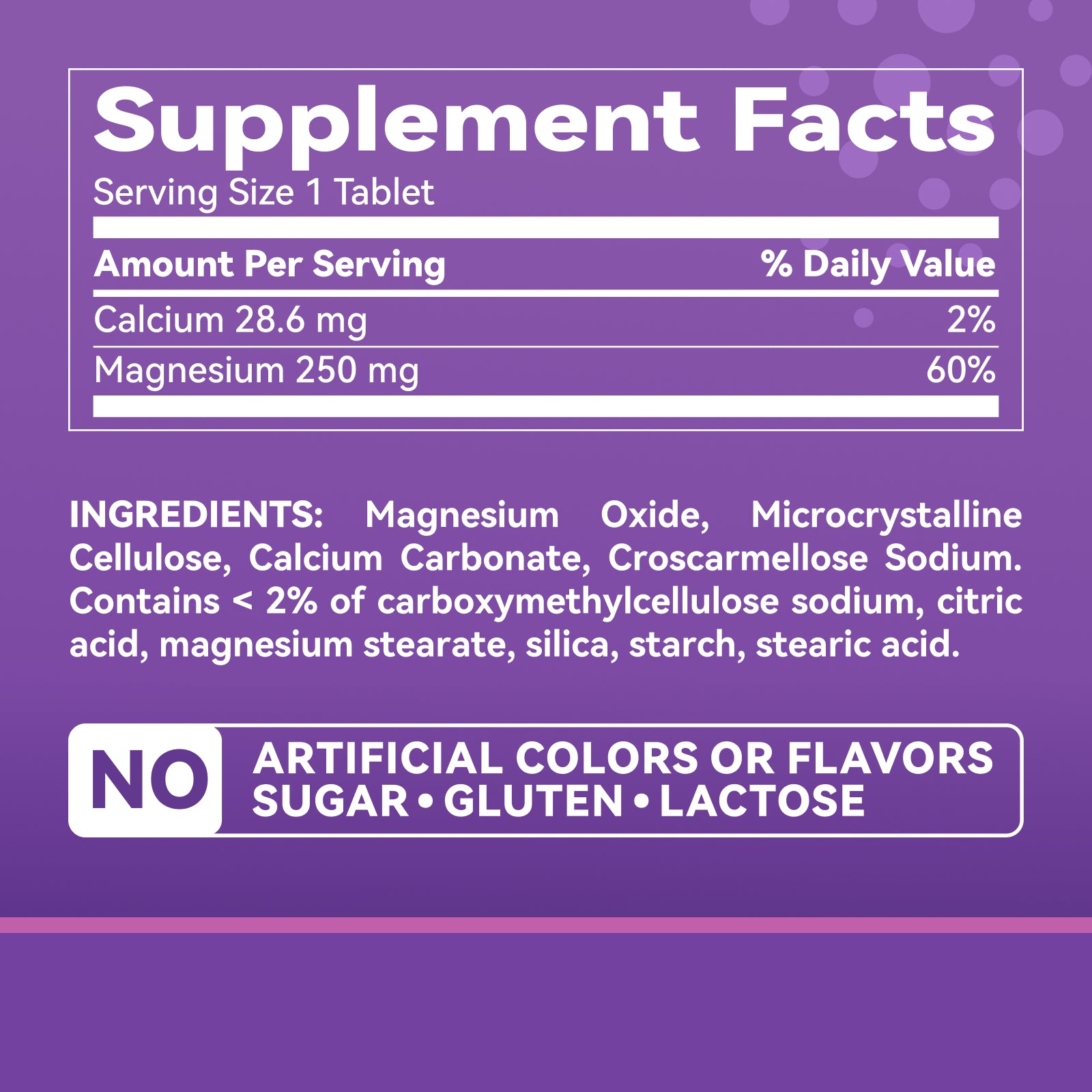 Pure Magnesium 250mg Supplement with Calcium – 200 Tablets
