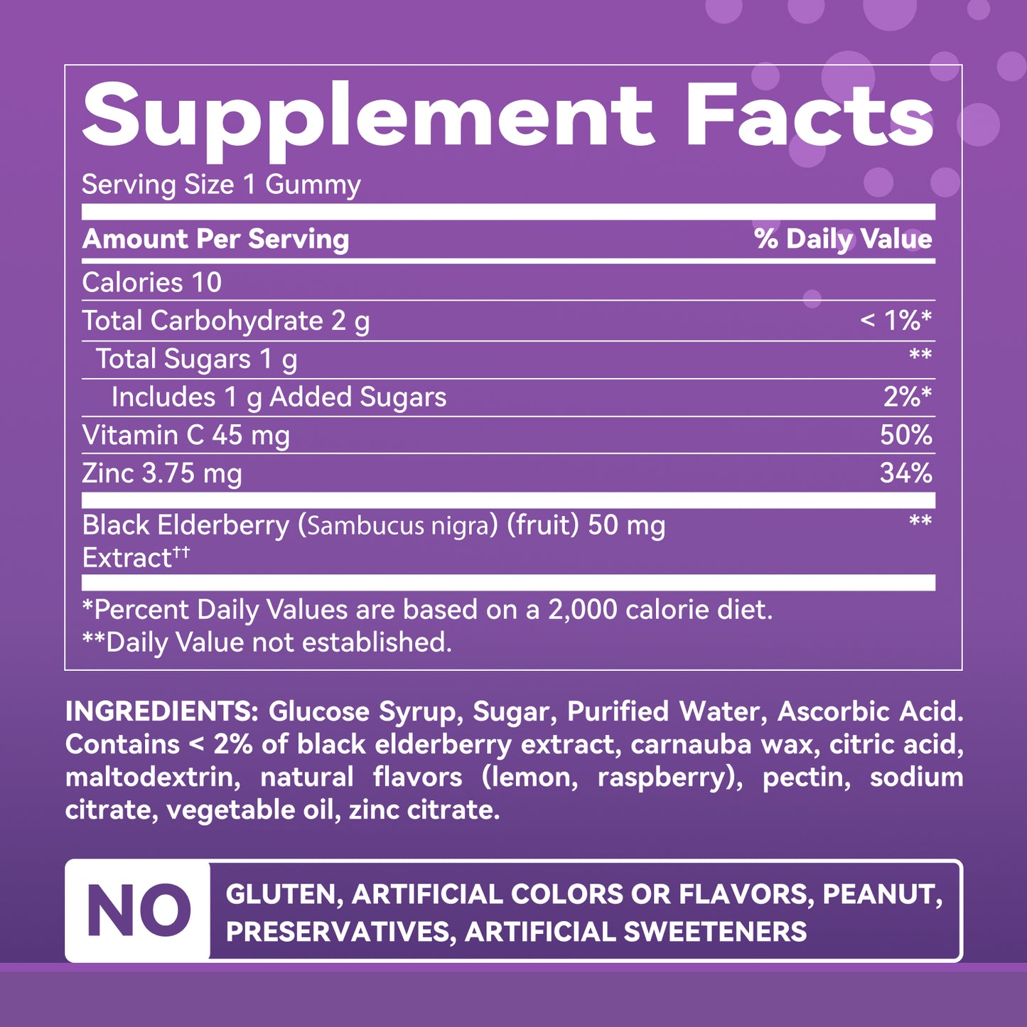 Elderberry Gummies, each containing 50 mg of extract, lemon-raspberry flavor, 60 Count