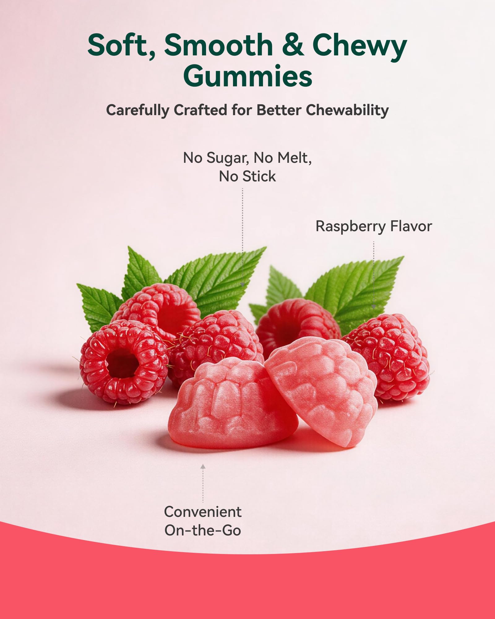 Magnesium Glycinate Gummies 860mg (100mg Elemental), Melatonin-Free & Sugar-Free Magnesium Supplement for Adults & Kids 4+, Supports Restful Sleep, Muscle Recovery & Calm Mood, Raspberry, 60 Count