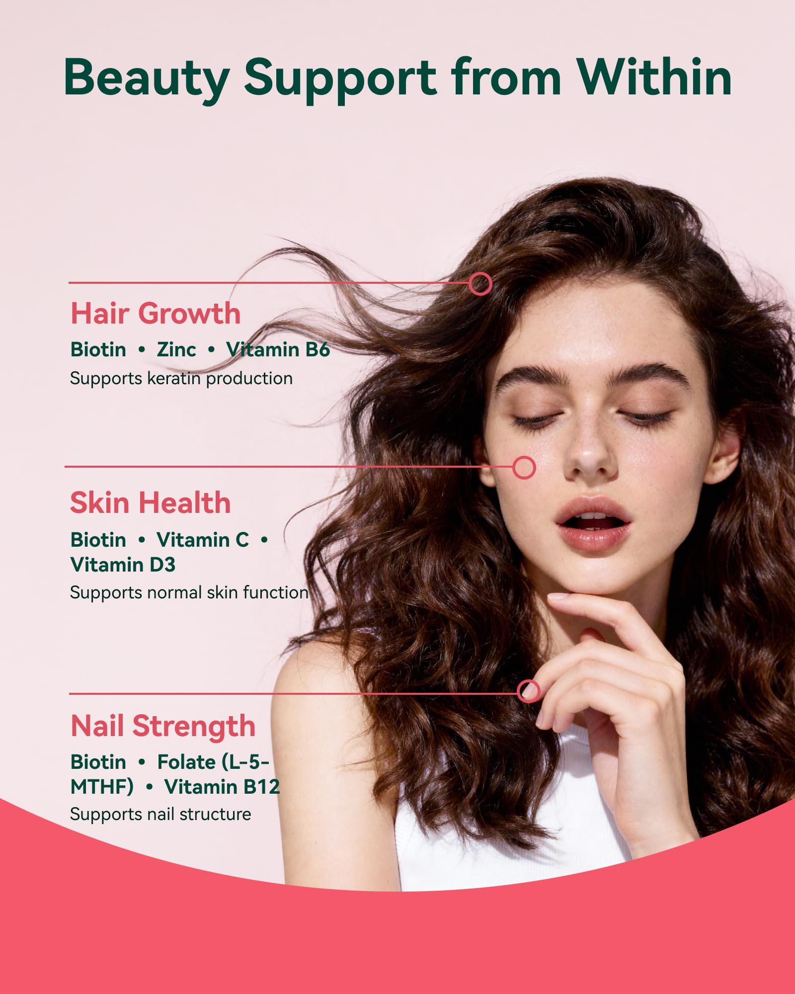 Biotin Gummies 10,000 mcg – Hair, Skin and Nails Support for Women & Men – with Vitamins C, D3, B6, B12 & Folate – Mixed Berry Flavor, Sugar Free, 120 Count (2 Pack)