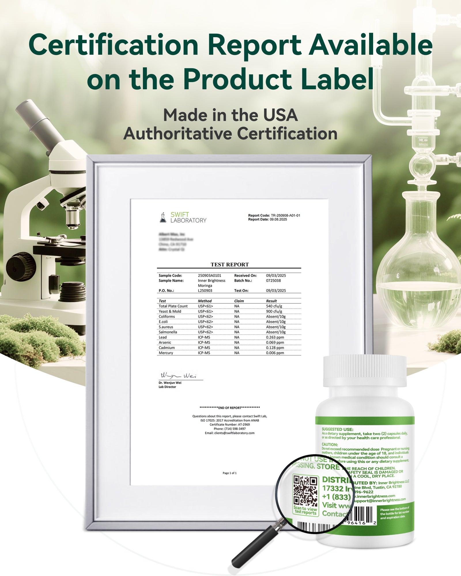 Moringa Capsules 1000mg, Moringa Leaf Extract 10:1, Complete Green Superfood, for Energy, Sleep, Immune & Gut Health, Veg Capsules 60 Count, All-Natural, Non-GMO, Made in USA