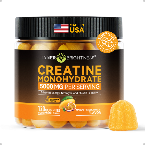 Creatine Monohydrate Gummies for Men & Women 5000 mg, 3rd Party Tested, Creatine Chews for Muscle Growth, Strength & Energy Support, Sugar Free, Vegan, 120 Count, Mango Passionfruit