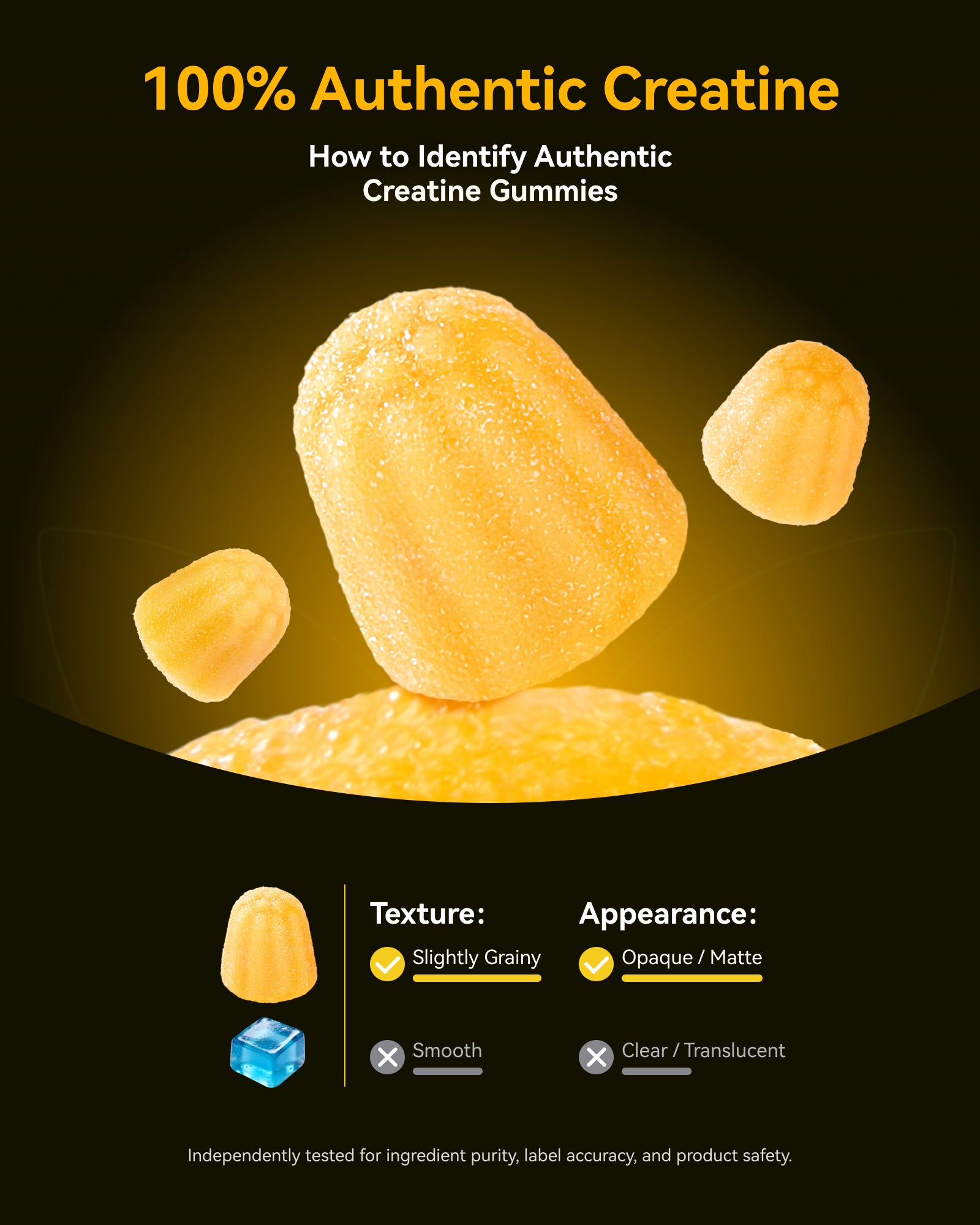 Creatine Monohydrate Gummies for Men & Women 5000 mg, 3rd Party Tested, Creatine Chews for Muscle Growth, Strength & Energy Support, Sugar Free, Vegan, 120 Count, Orange Lemon