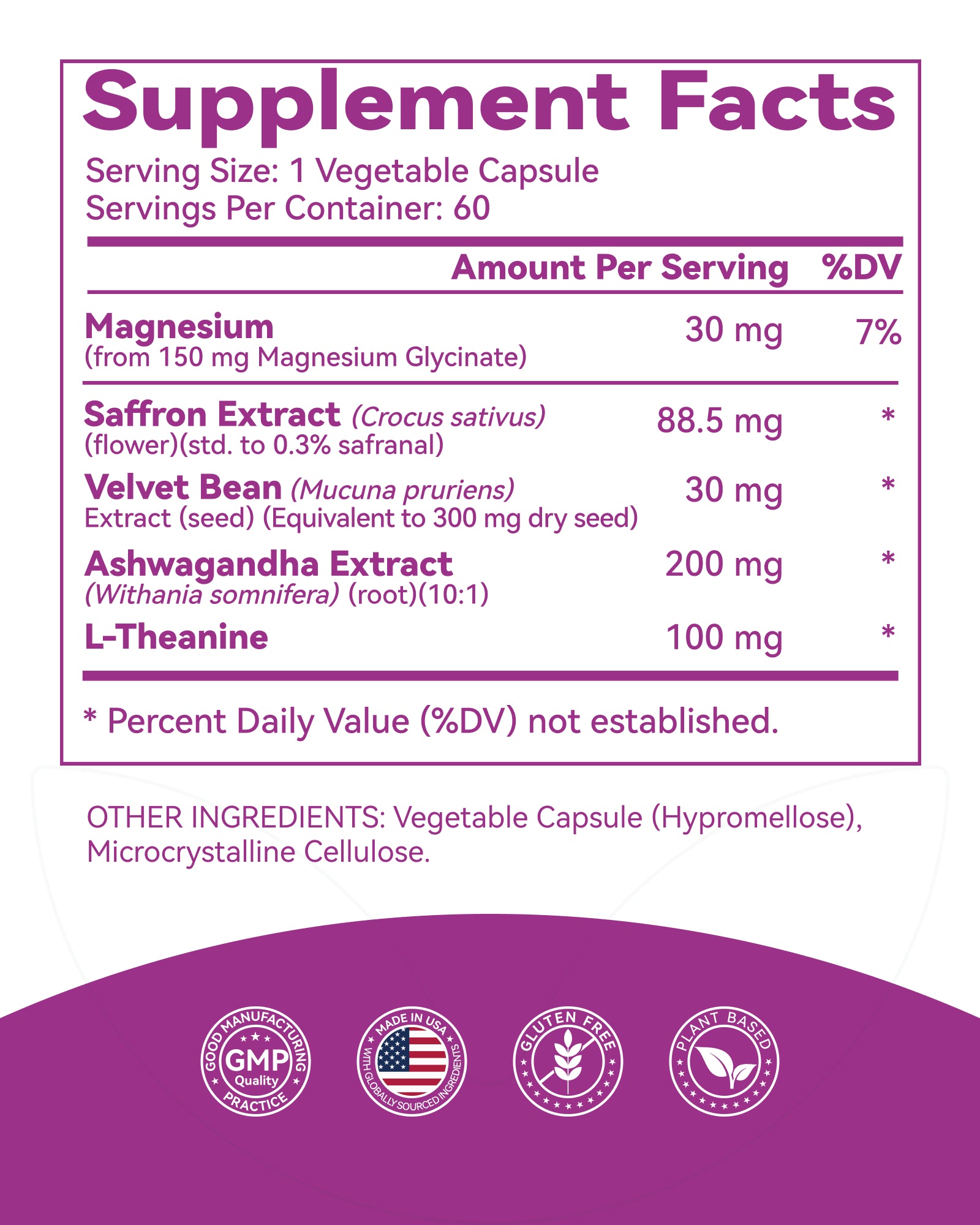 Saffron Supplements 88.5mg plus Magnesium, Ashwagandha & L-Theanine – Happy Saffron Max – Boost Energy & Mood, Support Eye & Heart Health – 60 Veg Capsules, Non-GMO, Made in USA, 2-Month Supply